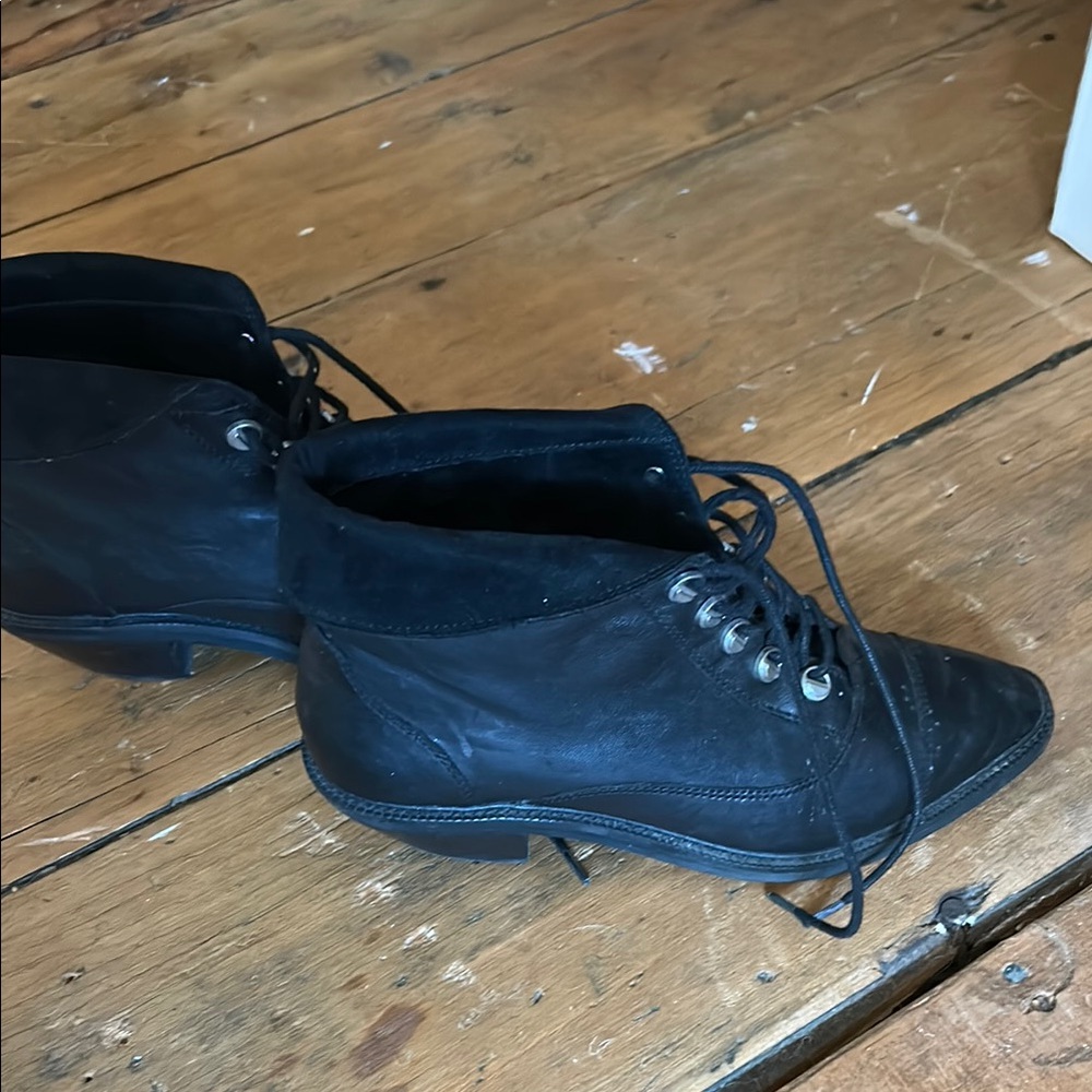 Black Lace-Up Ankle Boots